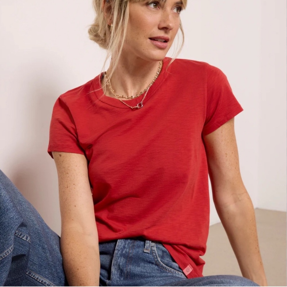 NWT J. Crew Organic Slub Crewneck Short-Sleeve Tee - Red